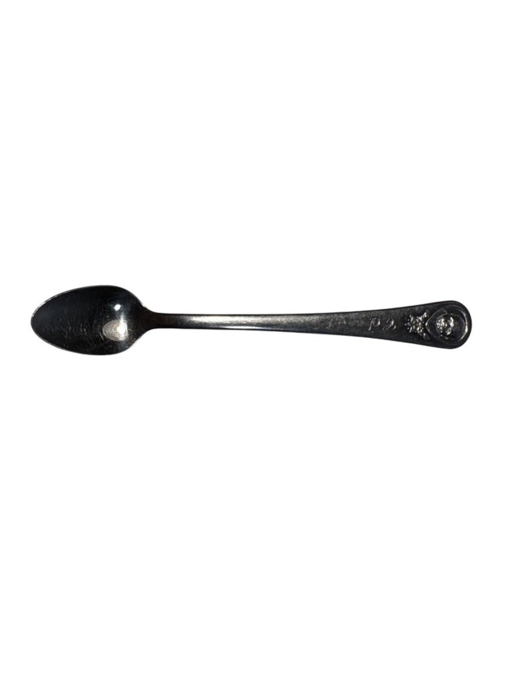 Gerber Childs Baby Spoon Silver Plated Embossed Face & Floral Design 5.25"